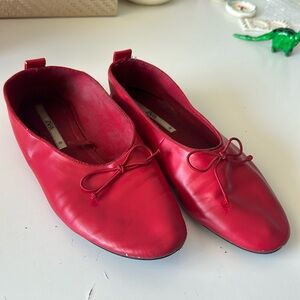 Stunning red leather flats ZARA